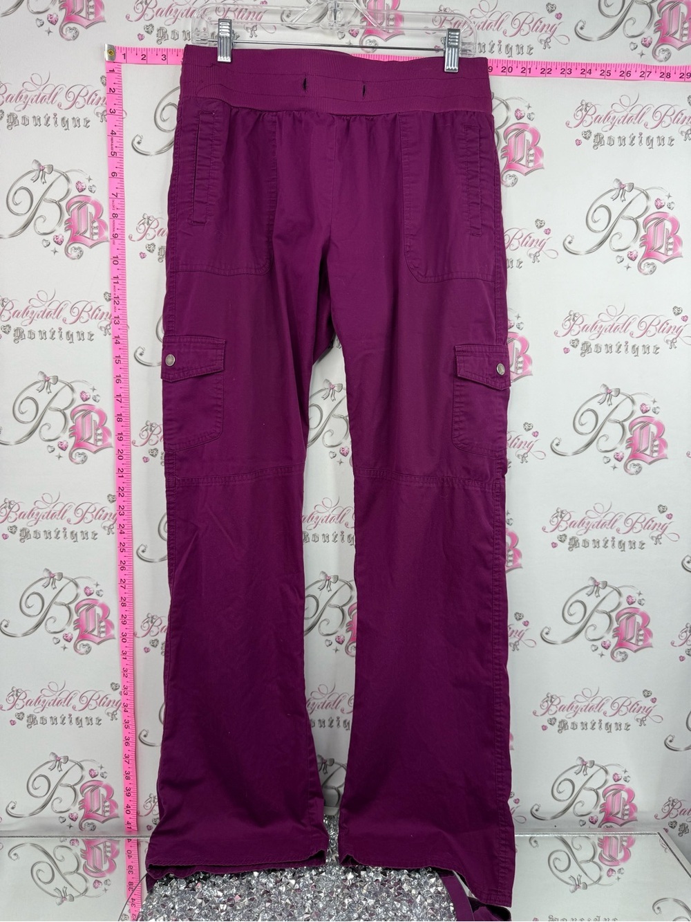 Health pro pants flare leg purple royal Magenta Active bottoms pockets  - M